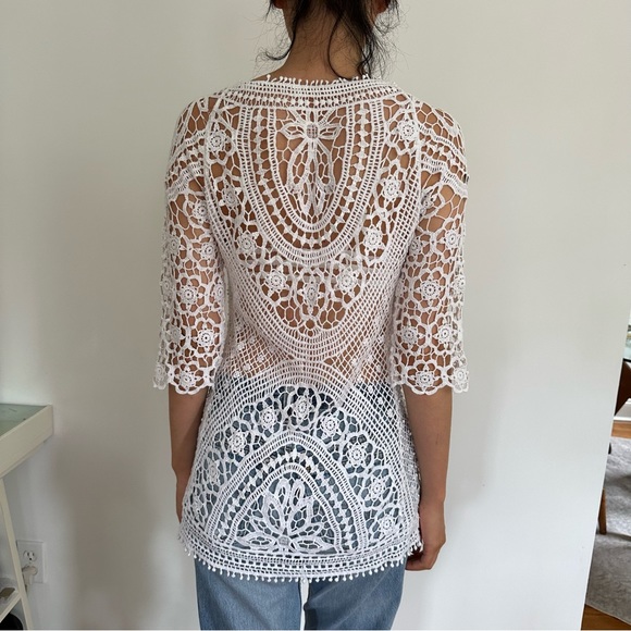 ✨ FREE PEOPLE VINTAGE 1970s handmade crochet sweater  / top - Picture 4 of 4